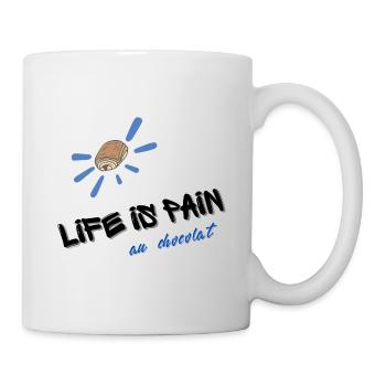 LIFE IS PAIN au chocolat blue text graffiti - Mug - white - Right