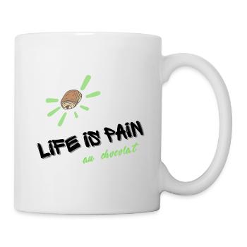 LIFE IS PAIN au chocolat green text graffiti - Mug - white - Right