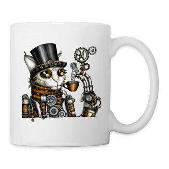 Chat Steampunk - Mug blanc - blanc - Droite
