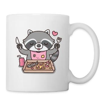 Lustiger Waschbär Bereitet Sich Darauf vor, Trash Food zu essen - Tasse - Weiß - Rechts