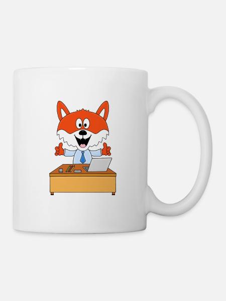 FUCHS - ARBEIT - BÜRO - CHEF - JOB - BERUF - TIER - Tasse - Weiß