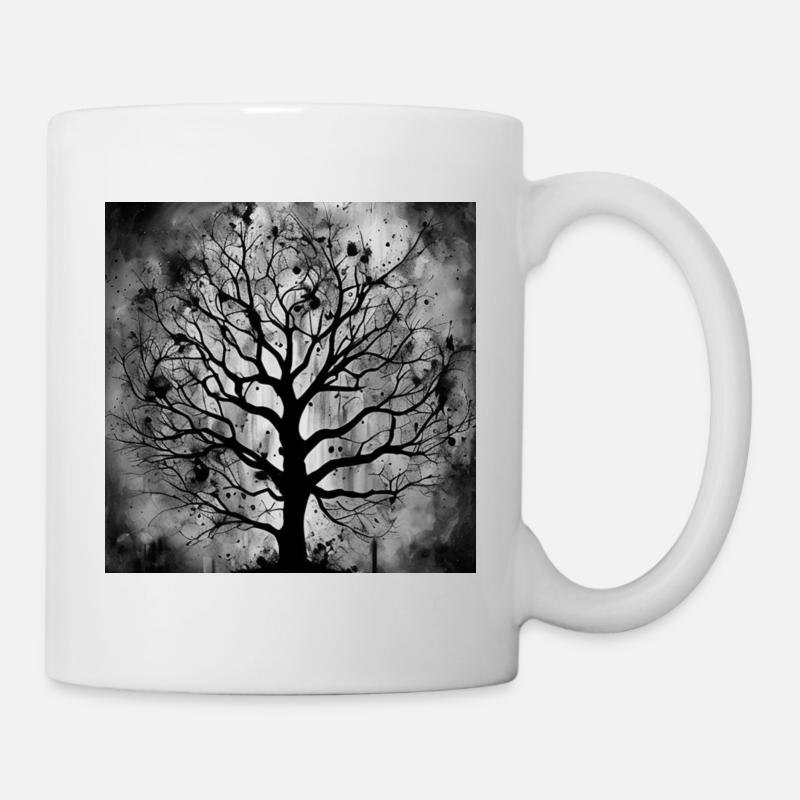 Tree ink black - Mug - white