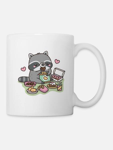 Waschbär isst Junk Food - Tasse - Weiß
