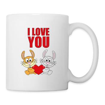 I LOVE YOU - HASEN - OSTERHASEN - OSTERN - LIEBE - Tasse - Weiß - Rechts