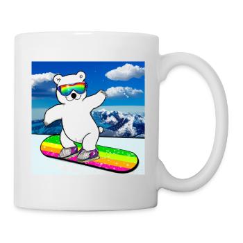 Cool Polar Bear Rides Snowboard V4 Gift - Mug - white - Right