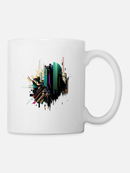Art abstrait | Glitch Art | Abstrait - Mug blanc - blanc