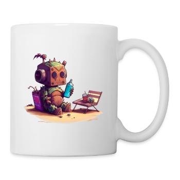 Petit robot mignon avec une bouteille d’eau et des collations 2 - Mug blanc - blanc - Droite