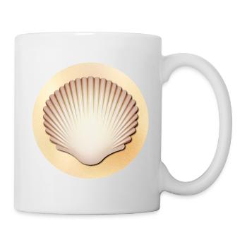 Muschel (Sand, Rund) - Tasse - Weiß - Rechts