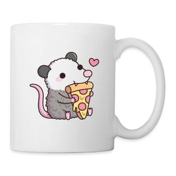 Opossum mignon mangeant une pizza - Mug blanc - blanc - Droite