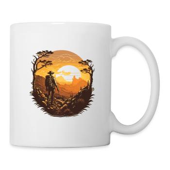 outdoor wandern Natur vintage retro sunset Urlaub - Tasse - Weiß - Rechts