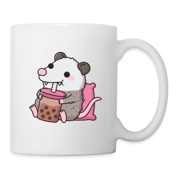 Opossum mignon buvant du thé Boba - Mug blanc - blanc - Droite
