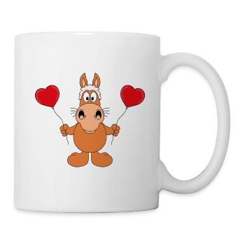 PFERD - PONY - LUFTBALLONS - HERZEN - LIEBE - LOVE - Tasse - Weiß - Rechts