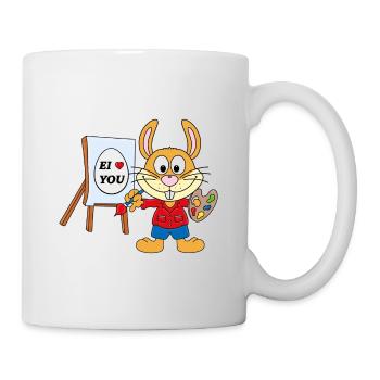 OSTERHASE - MALER - KÜNSTLER - EI LOVE YOU - Tasse - Weiß - Rechts