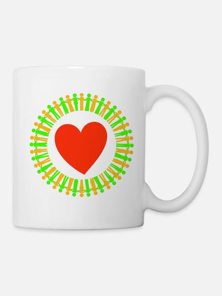 WorldPeace gelb, grün und rot - Tasse - Weiß