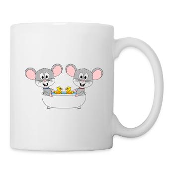 MÄUSE - MAUS - BADEWANNE - TIERE - LIEBE - Tasse - Weiß - Rechts