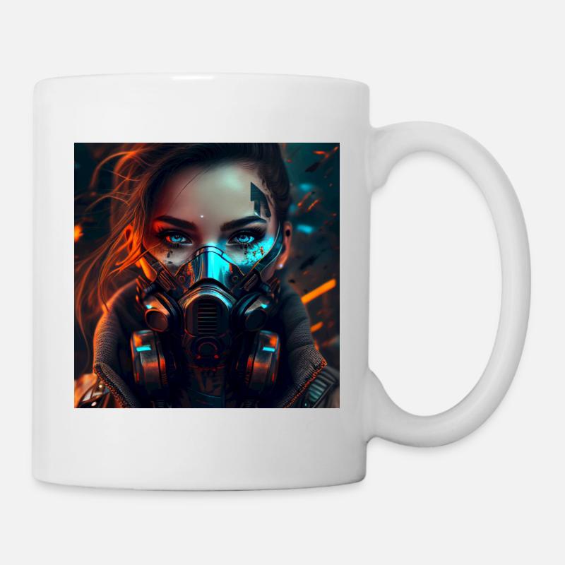 Femme de science-fiction avec masque - Mug blanc - blanc