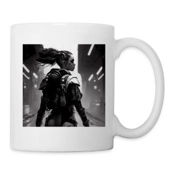 E-Girl, Science-fiction, noir et blanc - Mug blanc - blanc - Droite