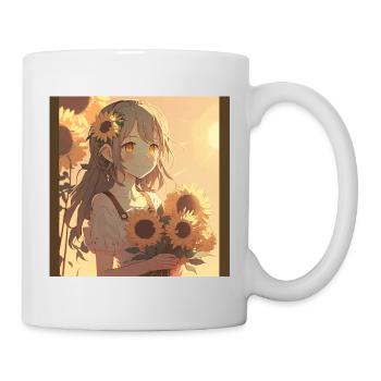 Anime Girl Anime Girl Waifu Otaku Sunflowers - Mug blanc - blanc - Droite