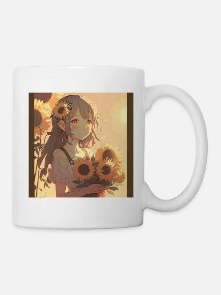 Anime Girl Anime Girl Waifu Otaku Sunflowers - Mug blanc - blanc