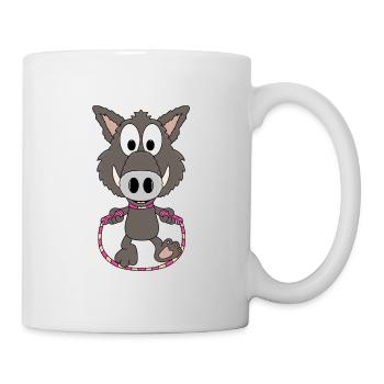 WILDSCHWEIN - SPRINGSEIL - SEILSPRINGEN - TIER - Tasse - Weiß - Rechts