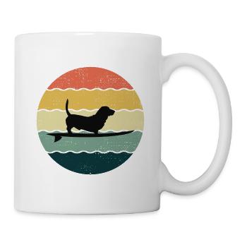 Basset Hound Propriétaire Chien Surf Planche De Surf Rétro - Mug blanc - blanc - Droite