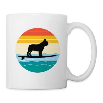 French bulldog Owner Dog Surfing Retro Vintage - Mug - white - Right