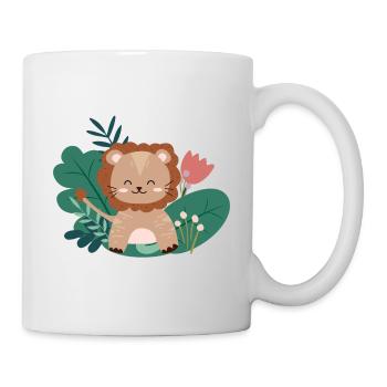 Löwe im Dschungel | Safaritour Boho-Style - Tasse - Weiß - Rechts