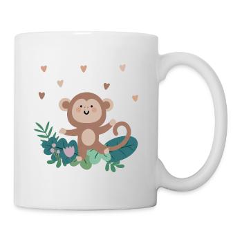 Tanzendes Äffchen im Dschungel | Safaritour Boho - Tasse - Weiß - Rechts