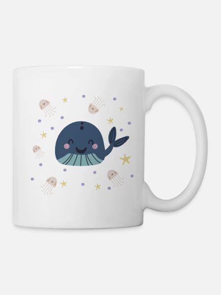 Baleine aux méduses | Monde sous-marin moderne et bohème - Mug blanc - blanc