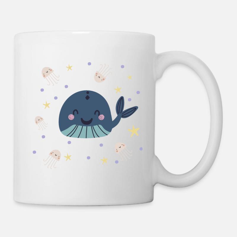 Wal mit Quallen | Unterwasserwelt Modern und Boho - Tasse - Weiß