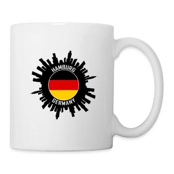 Hamburg Skyline Deutschland Flagge Reisesouvenir - Tasse - Weiß - Rechts