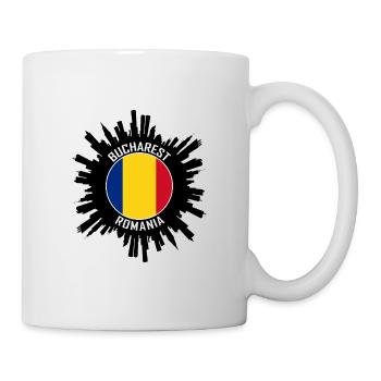 Bucharest Skyline Romania Flag Travel Souvenir - Mug - white - Right