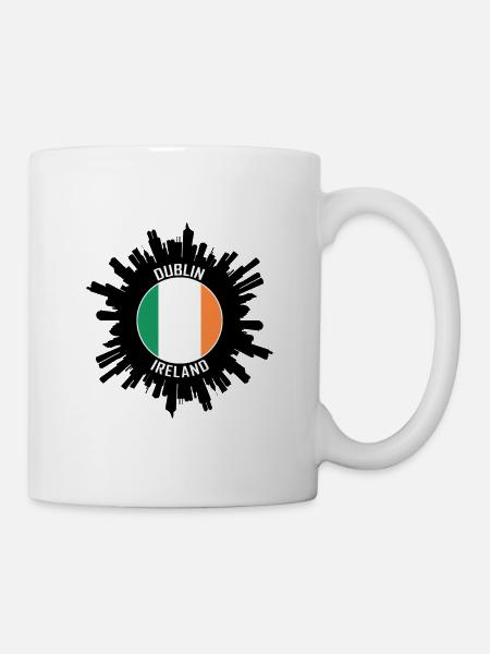 Dublin Skyline Irlande Flag Souvenir de voyage - Mug blanc - blanc