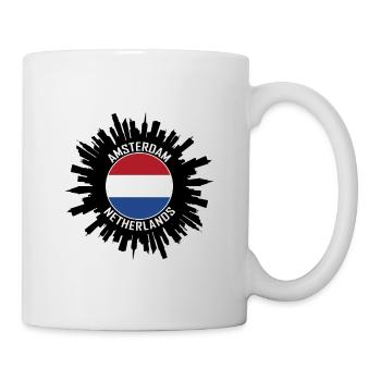 Amsterdam Skyline Niederlande Flagge Reise Souvenir - Tasse - Weiß - Rechts