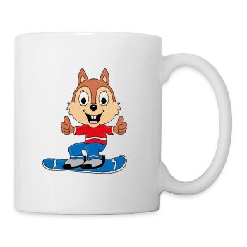 EICHHÖRNCHEN - SNOWBOARD - WINTERSPORT - TIERISCH - Tasse - Weiß - Rechts