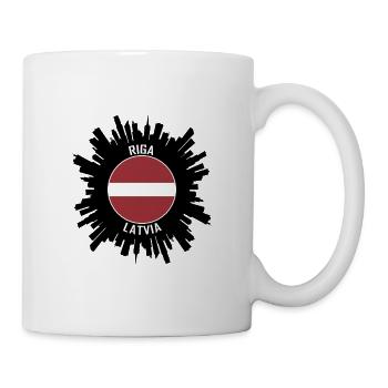 Riga Skyline Latvia Flag Travel Souvenir - Mug - white - Right