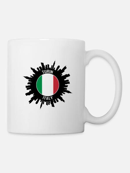 Turin Skyline Italy Flag Travel Souvenir - Mug - white