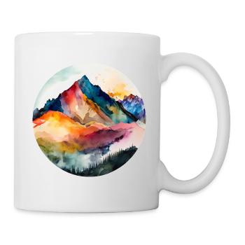 Mountains Watercolor Abstract Forest Hiking Art Wilderness - Mug - white - Right