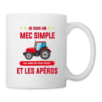 Je suis un mec simple qui aime les tracteurs - Mug blanc - blanc - Droite