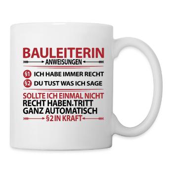 Bauleiterin Bauleitung Abschiedsgeschenk Danke - Tasse - Weiß - Rechts