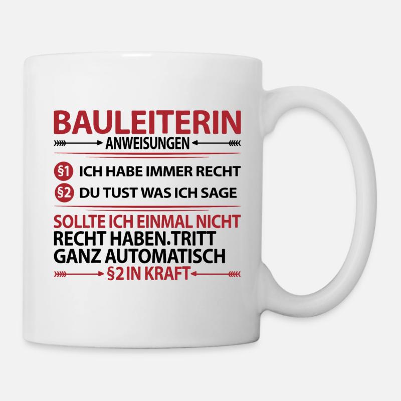 Bauleiterin Bauleitung Abschiedsgeschenk Danke - Tasse - Weiß