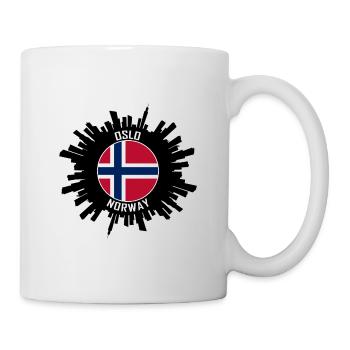 Oslo Skyline Norwegen Flagge Reisesouvenir - Tasse - Weiß - Rechts