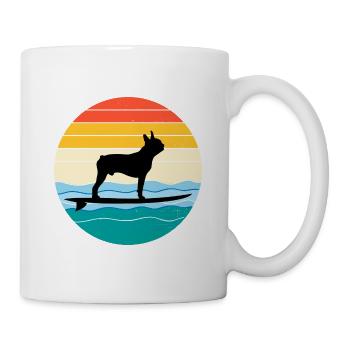 Boston terrier Propriétaire Chien Surf Sea Waves - Mug blanc - blanc - Droite