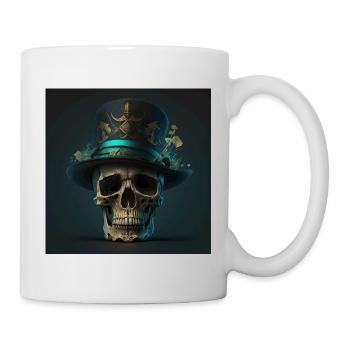 Crâne Noir Vintage - Mug blanc - blanc - Droite
