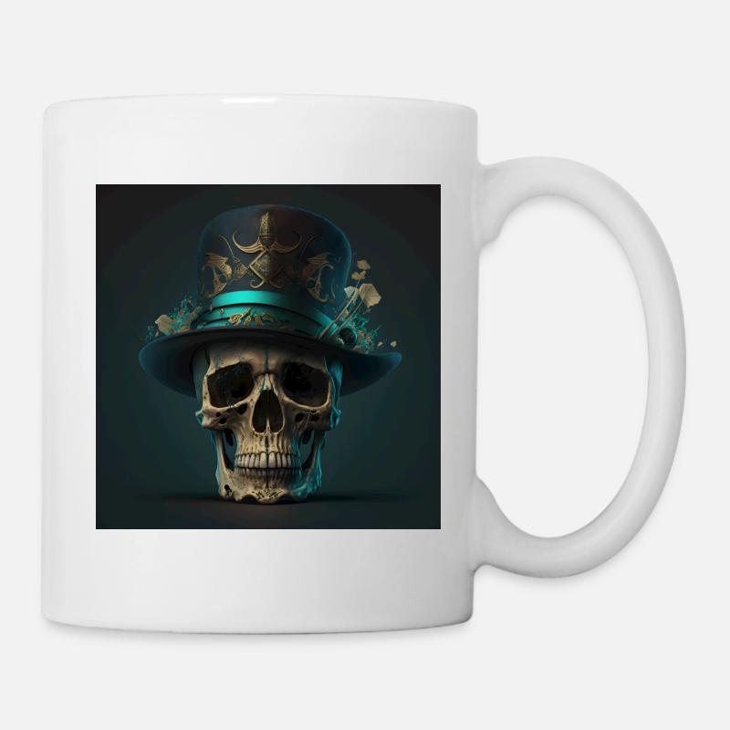 Crâne Noir Vintage - Mug blanc - blanc