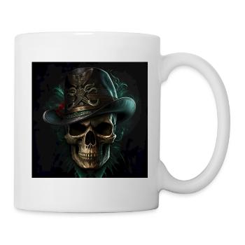 Crâne Noir Vintage - Mug blanc - blanc - Droite