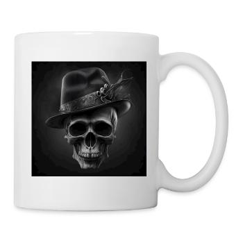 Crâne Noir Vintage - Mug blanc - blanc - Droite