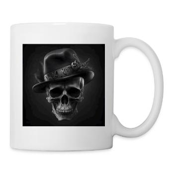 Crâne Noir Vintage - Mug blanc - blanc - Droite