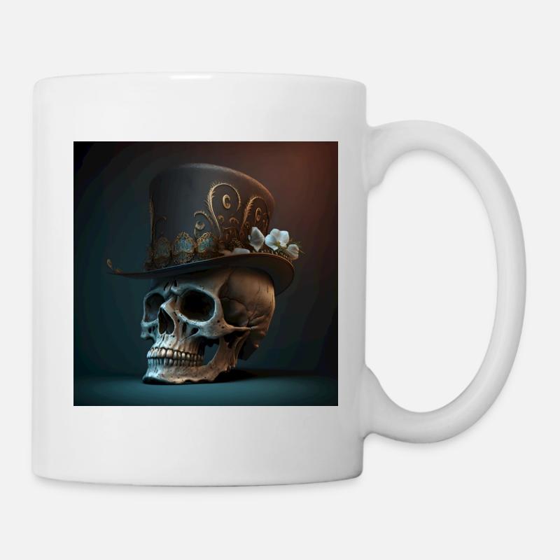 Crâne Noir Vintage - Mug blanc - blanc