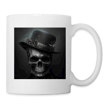 Crâne Noir Vintage - Mug blanc - blanc - Droite